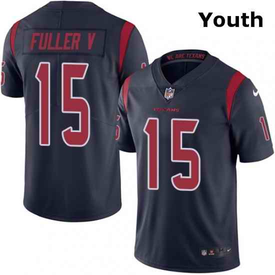 Youth Nike Houston Texans 15 Will Fuller V Elite Navy Blue Rush Vapor Untouchable NFL Jersey